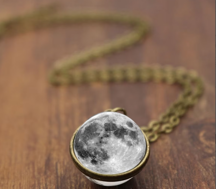 Full Moon Pendant 3D Necklace