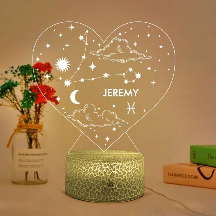 Personalized Zodiac Styles 3D Night Light for Pisces