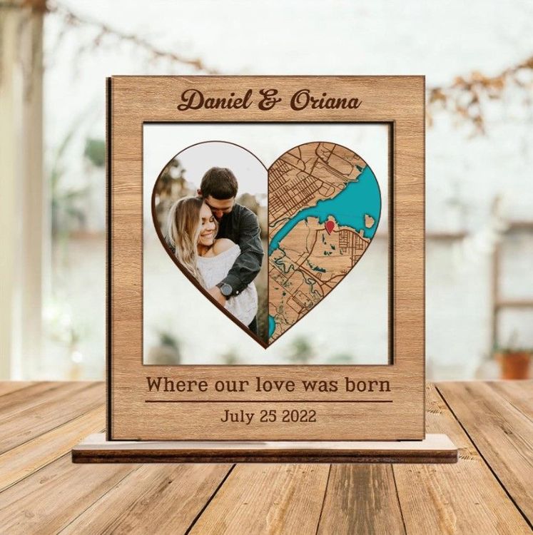 Wooden Heart Infinite Impression Wood Memorial Photo Frame 4x6