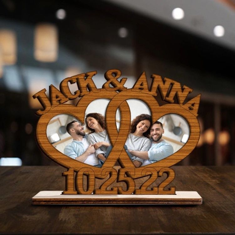 Unique Anniversary Photo and Name Wooden Acrylic Plaque