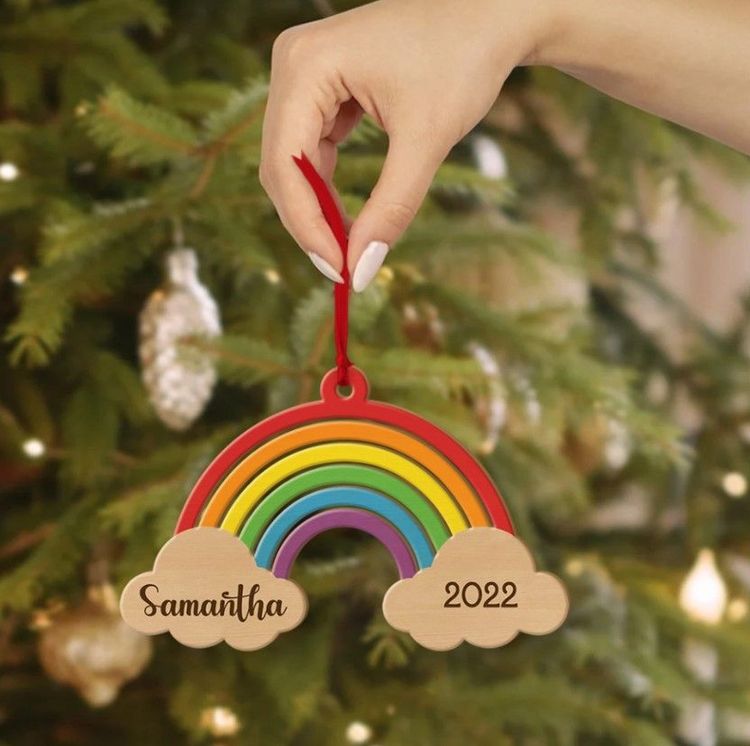 Personalized Christmas Rainbow Ornament