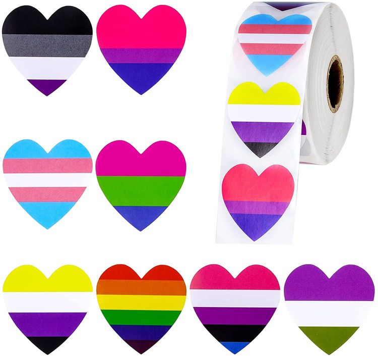 Stickers Rainbow Heart Shaped Roll Tape