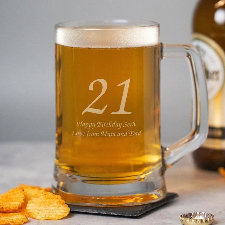21st Birthday Beer Mug, Personalized Beer Glass, 21st Birthday Gift,  Boyfriend Gift, Men's Birthday, Beer Gift