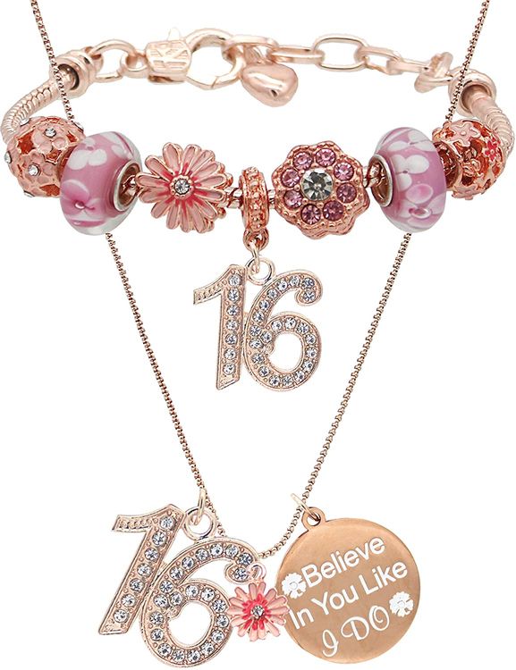  Sweet 16 Birthday Necklace, Sixteen, Gift For, 16th Birthday, Teen,  Jewelry Set, Teenage Present, Daughter Birthday, Niece, Granddaughter,  Jewellery (Double Crystal Circle): Clothing, Shoes & Jewelry