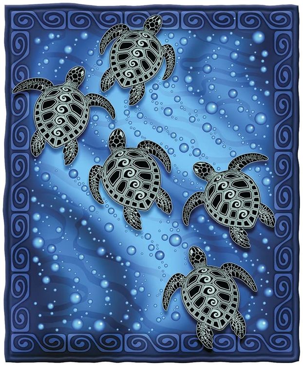 Tribal Sea Turtles Throw Blanket