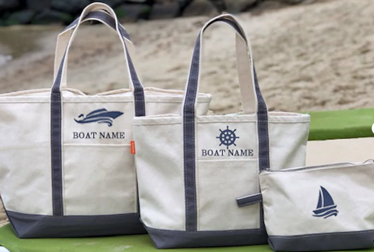 Zippered Tote Bag With Boat Name