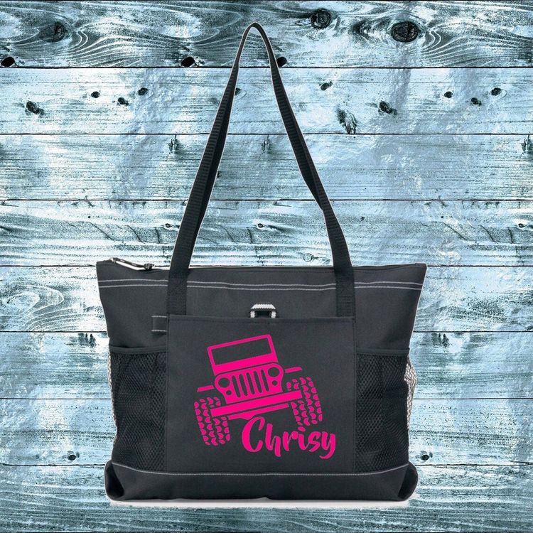 Jeep Monogram Zipper Tote Bag