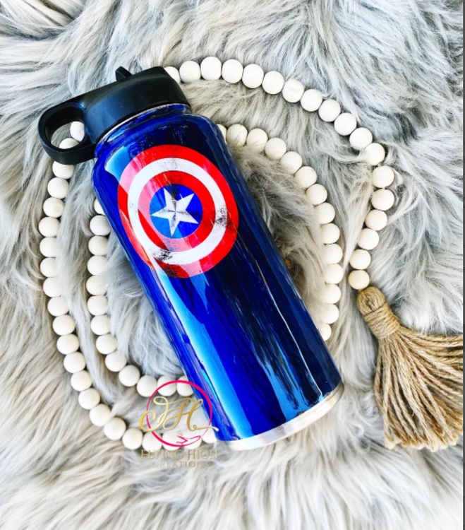 Simple Modern Marvel Captain America Kids Water Bottle with Straw Lid | Insulated Stainless Steel Tumbler | Summit | 14oz, Captain America
