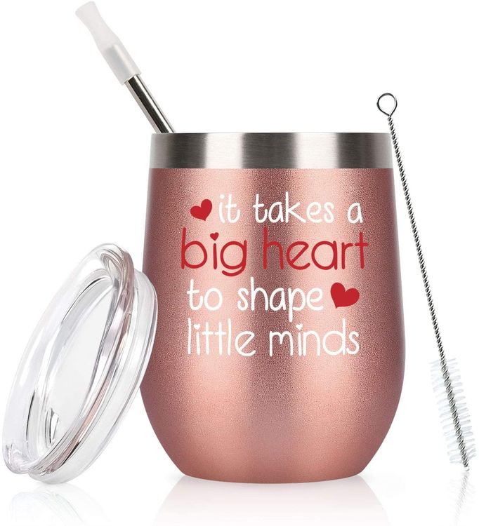 It Takes a Big Heart to Shape Little Minds Wine Tumbler