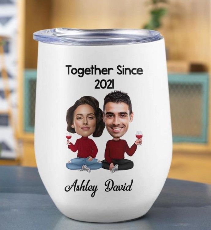 Personalized Husband and Wife Chibi Wine Tumbler
