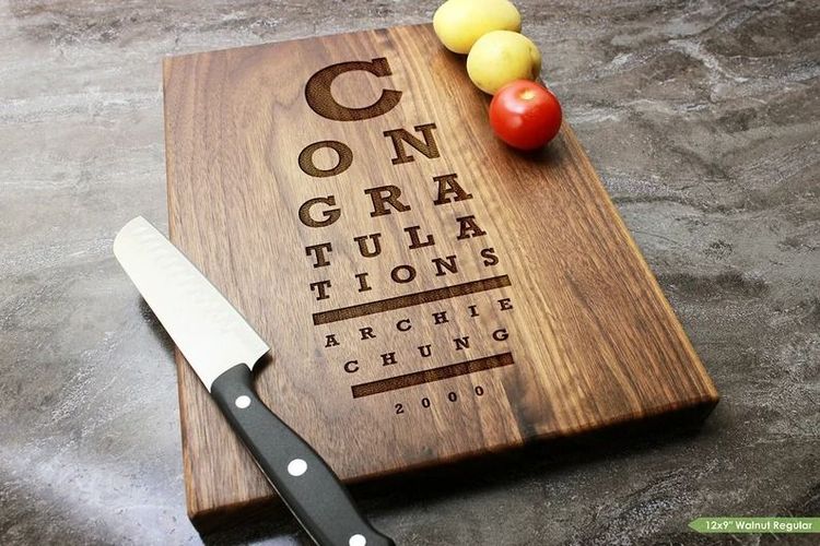 Engraved Cutting Board with Eye Chart Design