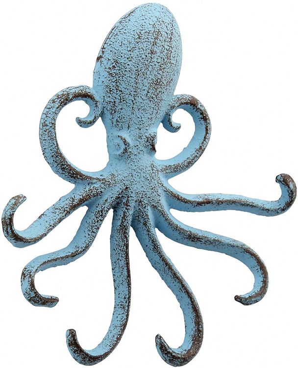 Cast Iron Blue Octopus Multi Wall Hook