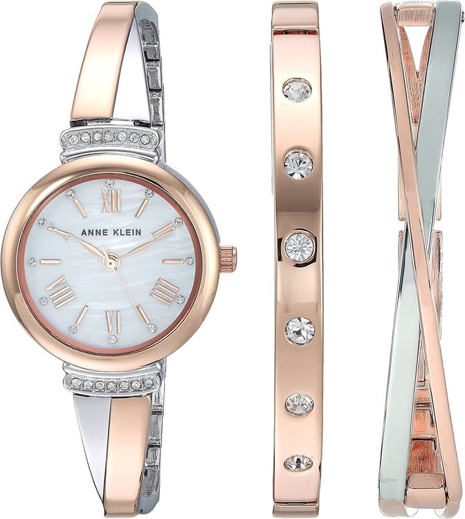 Crystal Accented Bangle Watch Set