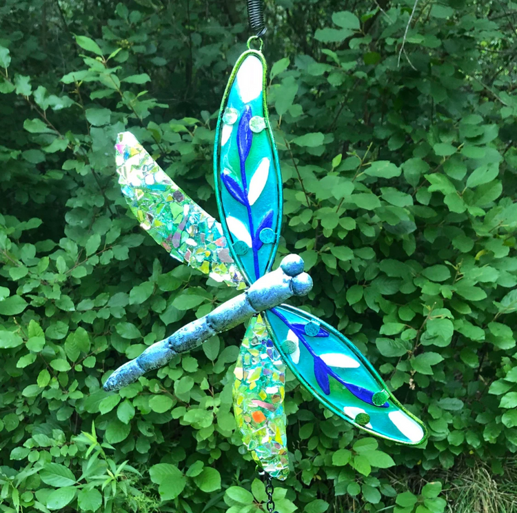 Rainbow Dragonfly Sun Catcher with Gold Wings: Inspirational Dragonfly Gifts-Made  with Swarovski Crystals