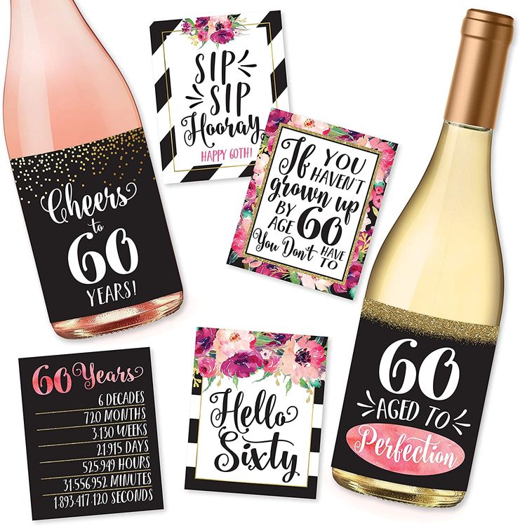 60th Birthday Gifts for Women, 21 With 39 Years Experience, 60th Birthday Wine  Tumbler for Women, 60th Birthday Decorations for Women, Unique Gift Idea  for Her, Mom, Wife, 12oz Wine Tumbler 