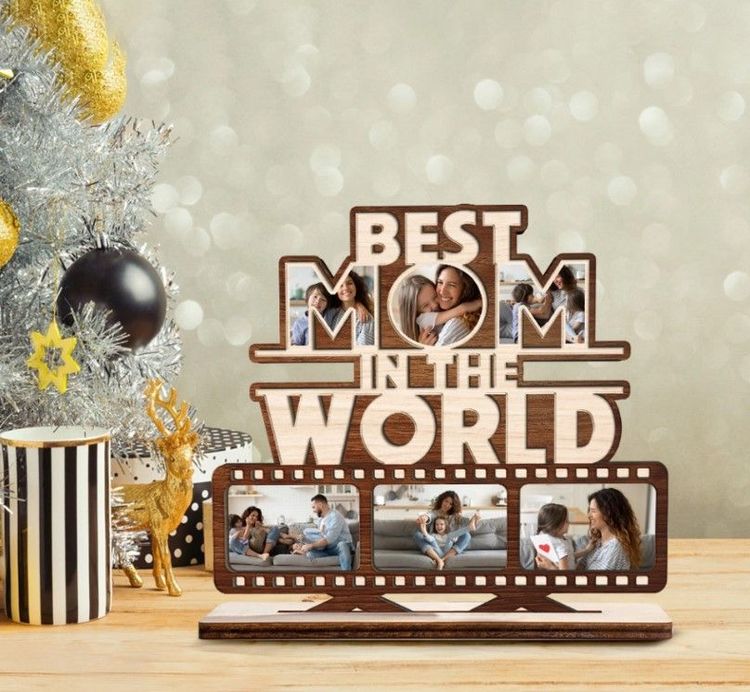 Best Mom In The World Custom Photo Wooden Plaque For Mother’s Milestone