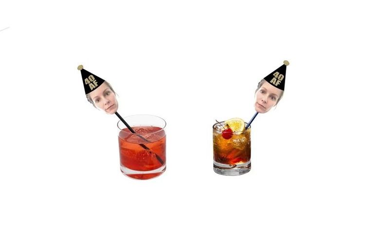 Birthday Drink Stirrers with Face And Hat