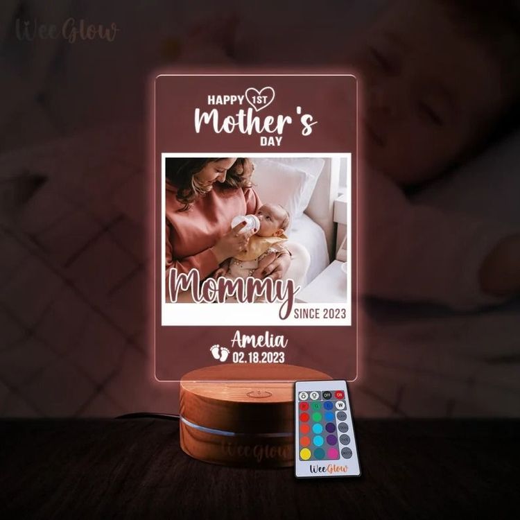 First Mothers Day Gift Personalized Photo Night Light