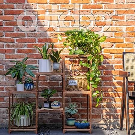 Stands Wood Outdoor Tiered Plant Shelf