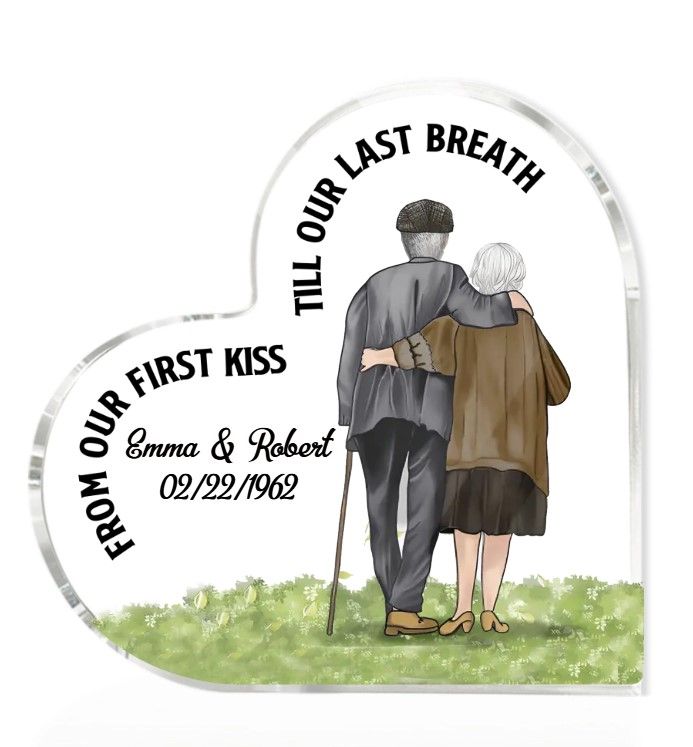 From Our First Kiss Till Our Last Breath 60th Anniversary Heart Plaque