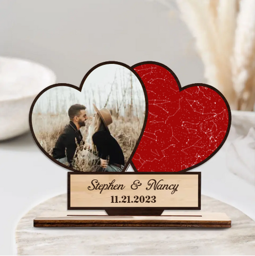 Acrylic 1 Year of Marriage Gifts Including Gift Box for Couple Happy 1st  Anniversary Clear Heart Night Lights USB Lamp Keepsake Wedding Decoration  for