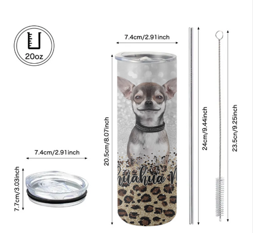 Custom Dog Glitter Tumbler