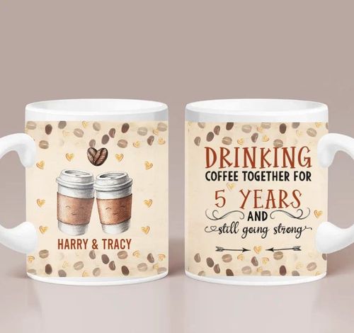 Perfect Drinking Coffee Together for 5 Years Ceramic Mug