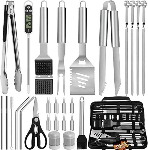 POLIGO 26 PCS Grill Set Backyard BBQ Grill Accessories Stainless Steel  Grill Utensils Set with Bag for Christmas Dads Birthday - Camping BBQ Tools