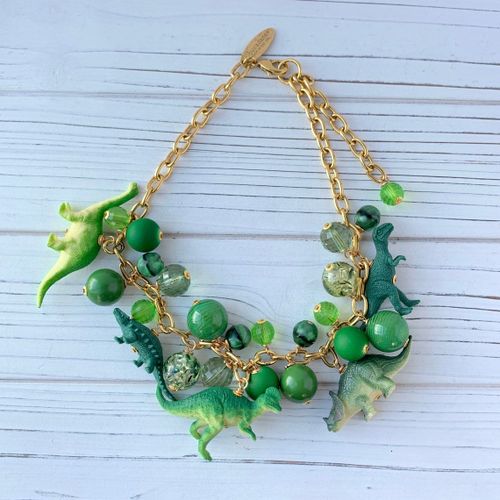 Emerald and Peridot Dino Necklace