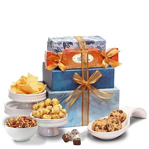 Broadway Basketeers 4 Box Gourmet Food | Tower Snack |S for Women, Men, Families