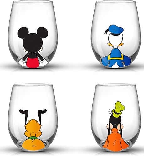 Clear Stemless Wine Glasses with Bridal Party Stickers - 26 Pc.