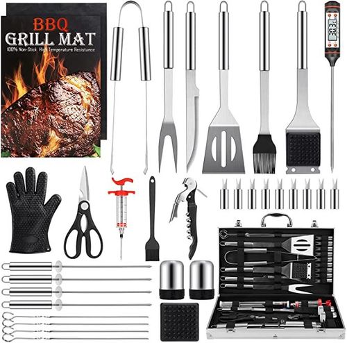 POLIGO 29 PCS BBQ Grill Accessories Stainless Steel BBQ Tools Grilling  Tools Set with Storage Bag for Christmas Birthday Presents - Camping Grill