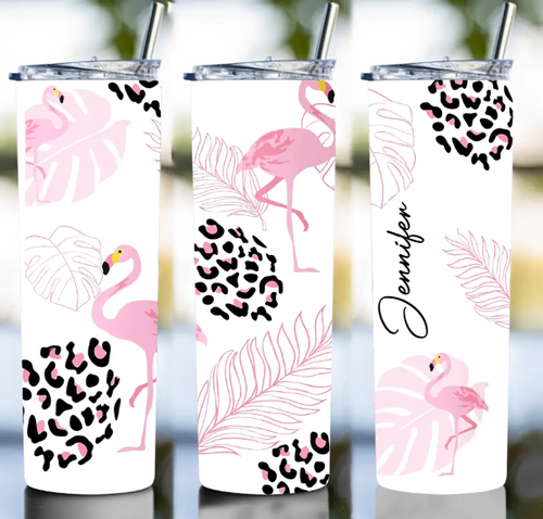 Flamingo Tropical Tumbler 20 oz skinny Stainless Steel coffee