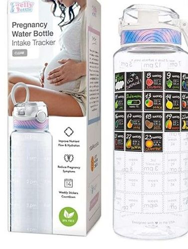 BellyBottle Pregnancy Water Bottle Intake Tracker with Weekly Mileston