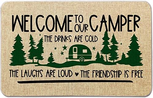 Camping, Camper, RV Doormat, Camping Life Door Mat, Camper Hiker Tent Gift,  Happy Campers Welcome Mat, Gift for Camping, Vacation Home 