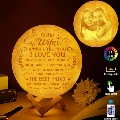  To My Wife Custom Photo Moon Lamp