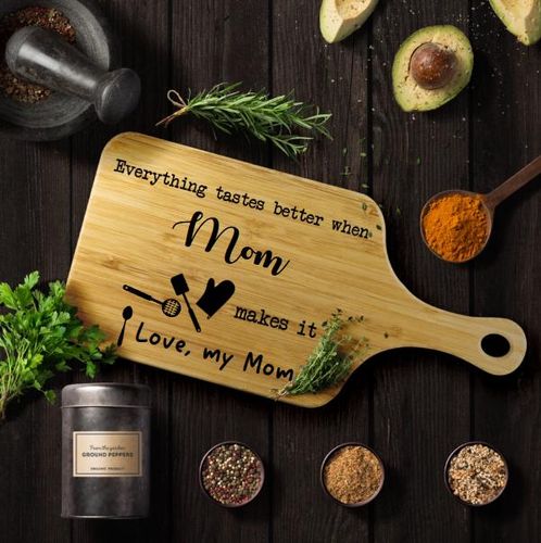 Imerance Mothers Day Gifts from Daughter, Cutting Board as Gifts for Mom,  Mom Christmas Gifts with a Heart Shaped Cut Out, Engraved Cutting Board