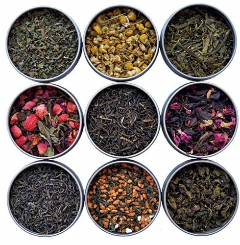 Thoughtfully Gourmet, Tea Infusion Gift Set with Stainless Steel Tea  Infuser Ball, 20 Unique Loose Leaf Tea Flavors Include Lemon Honey,  Lavender