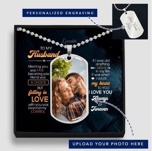 1 Year Anniversary Gift for Boyfriend | Anniversary Gifts for Boyfriend 1 Year | Photo Upload Dog Tag Necklace Luxury Dog Tag Necklace Military Chain