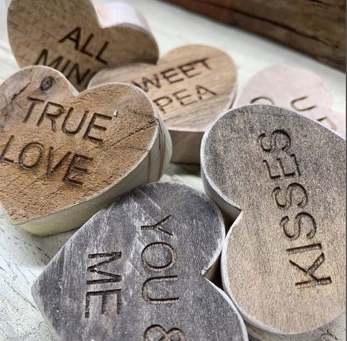 Custom Love Wooden Hearts | Custom Hanging Hearts | Personalized Hearts |  Laser Engraved Hearts | Small Hearts | Message Heart