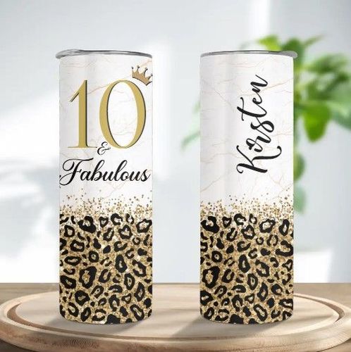 10 & Fabulous 20 oz Stainless Steel Rose Gold Tumbler | Gifts for 10 Year Old Girl | 10th Birthday Party Supplies for Girls | 10th Birthday Gifts for