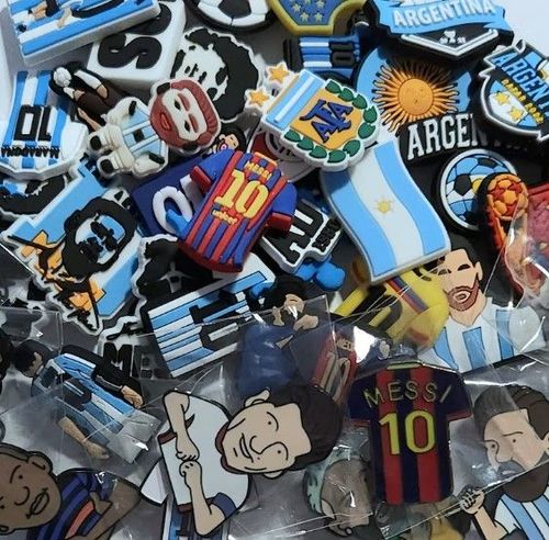 Bundle of Messi Croc Charms, Messi Jibbitz charms. Inspired by Messi.  Futbol