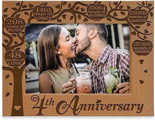 Engraved Natural Wood Picture Frame