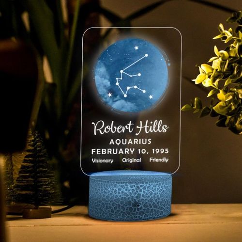Great Birthday Zodiac Sign and Name Printed Night Light