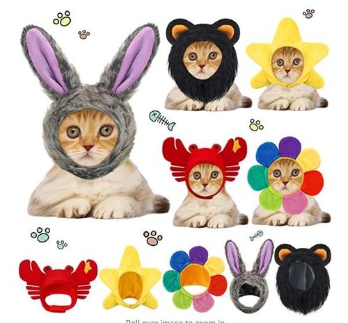 Cute Cartoon Cat Cap - Delicate Wool Pet Headgear For Small Dogs - Perfect  For Christmas And Halloween Festivities