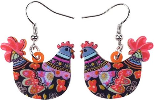 Acrylic Drop Hen Chicken Earrings