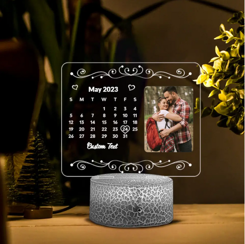 Perfect 10th Anniversary Custom Photo Date Printed Led Light