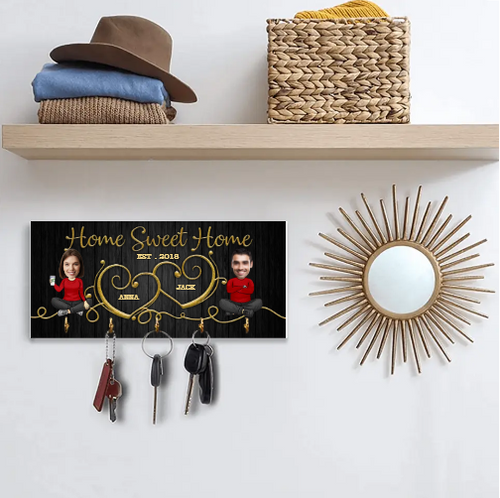 Home Sweet Home Wooden Key Holder