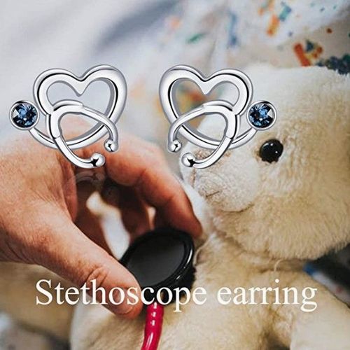 Nurse Earrings Sterling Silver Stethoscope