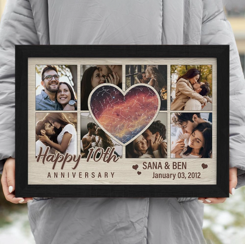 10th Anniversary Heart Shape Star Map